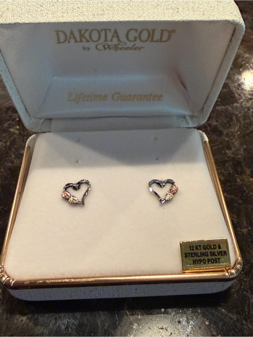 Dakota Gold Two-Tone Heart Stud Earrings - Silver with Rose Gold Accents